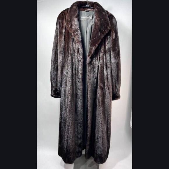 THOMAS E. McELROY Full Length Dark Brown Mink Coat USA-Chicago Vintage - Picture 1 of 9
